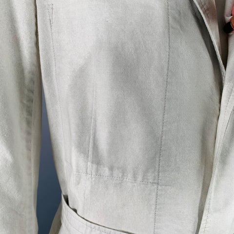 YOHJI YAMAMOTO Size XL Light Grey Cotton Belted Coat