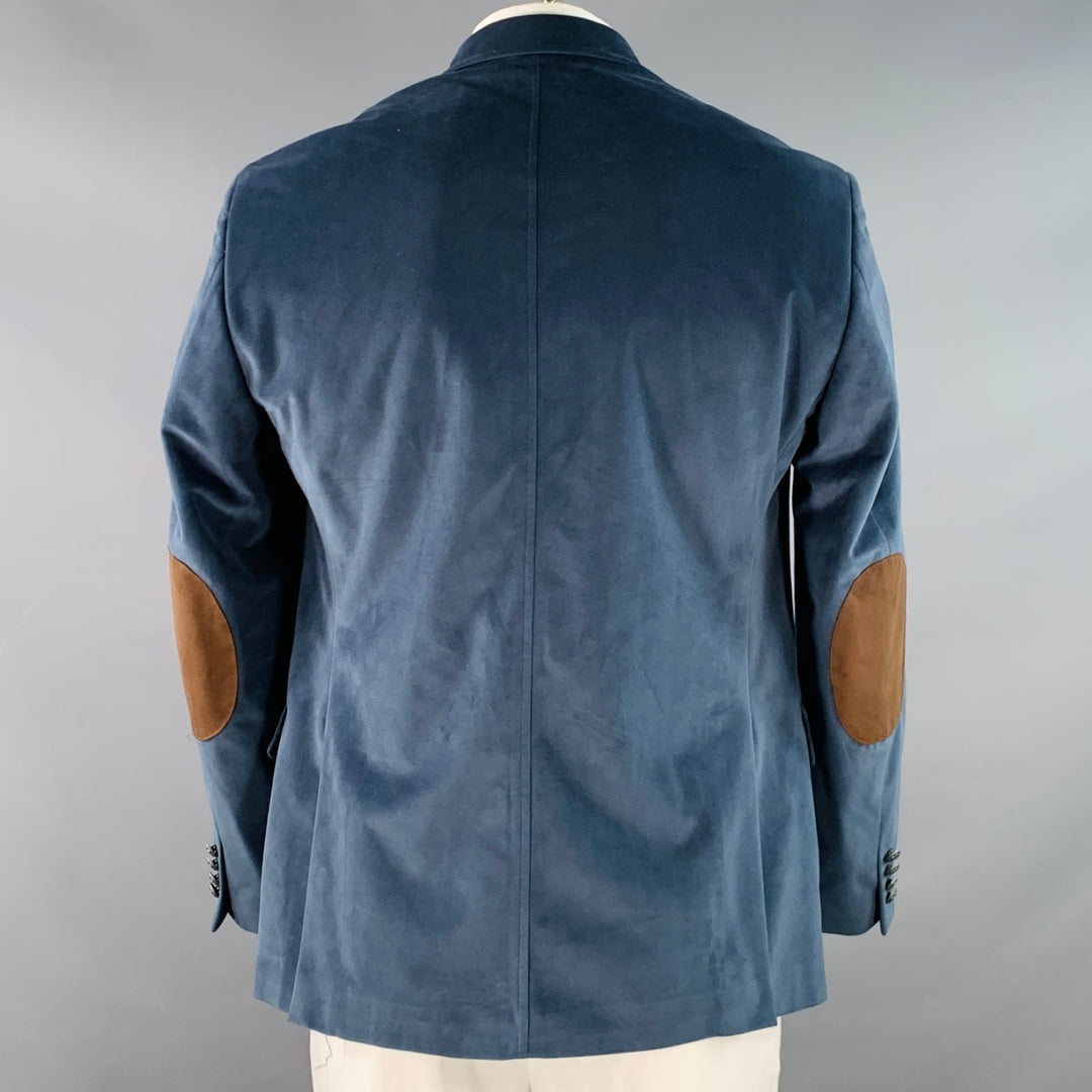 MICHAEL by MICHAEL KORS Size 42 Regular Blue Brown Velvet Elbow Patches Sport Coat