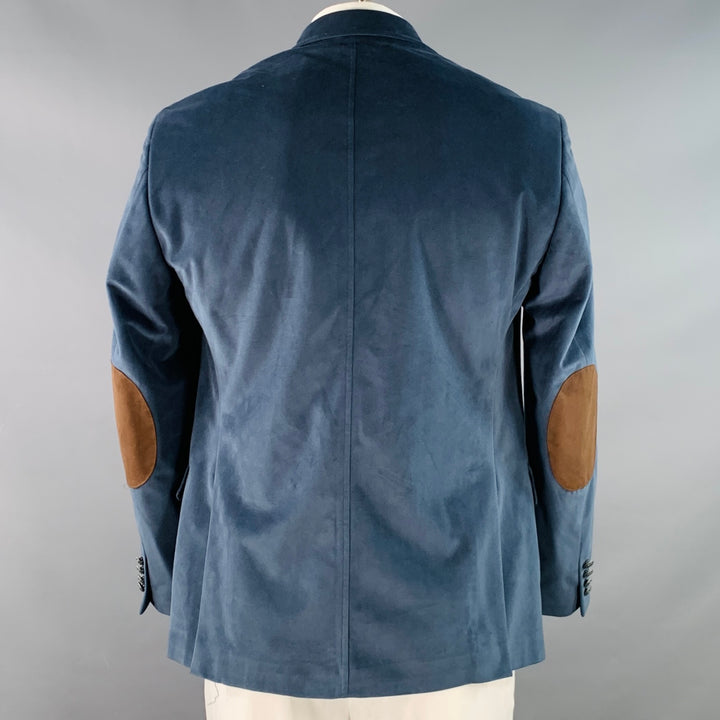 MICHAEL by MICHAEL KORS Size 42 Regular Blue Brown Velvet Elbow Patches Sport Coat
