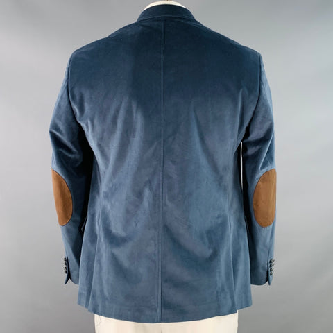 MICHAEL by MICHAEL KORS Size 42 Regular Blue Brown Velvet Elbow Patches Sport Coat