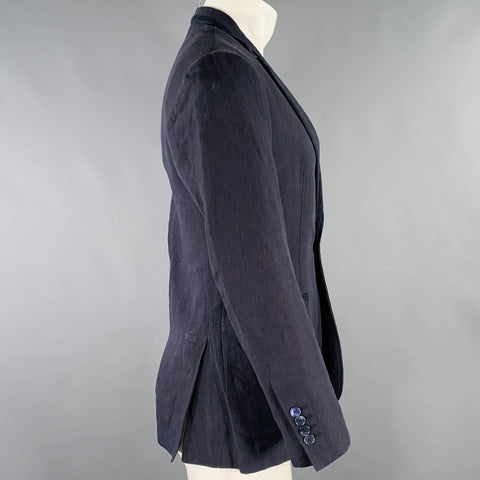 DOLCE & GABBANA Size 36 Navy Linen Notch Lapel Jacket