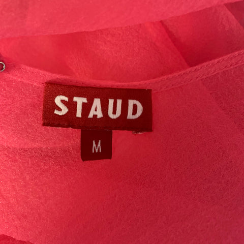 STAUD Size M Pink Polyester See Through Ballon Dress