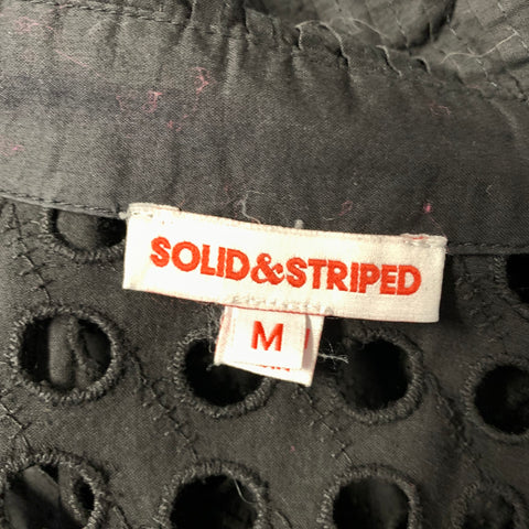 SOLID & STRIPED Size M Black Cotton Eyelet Button Up Shirt