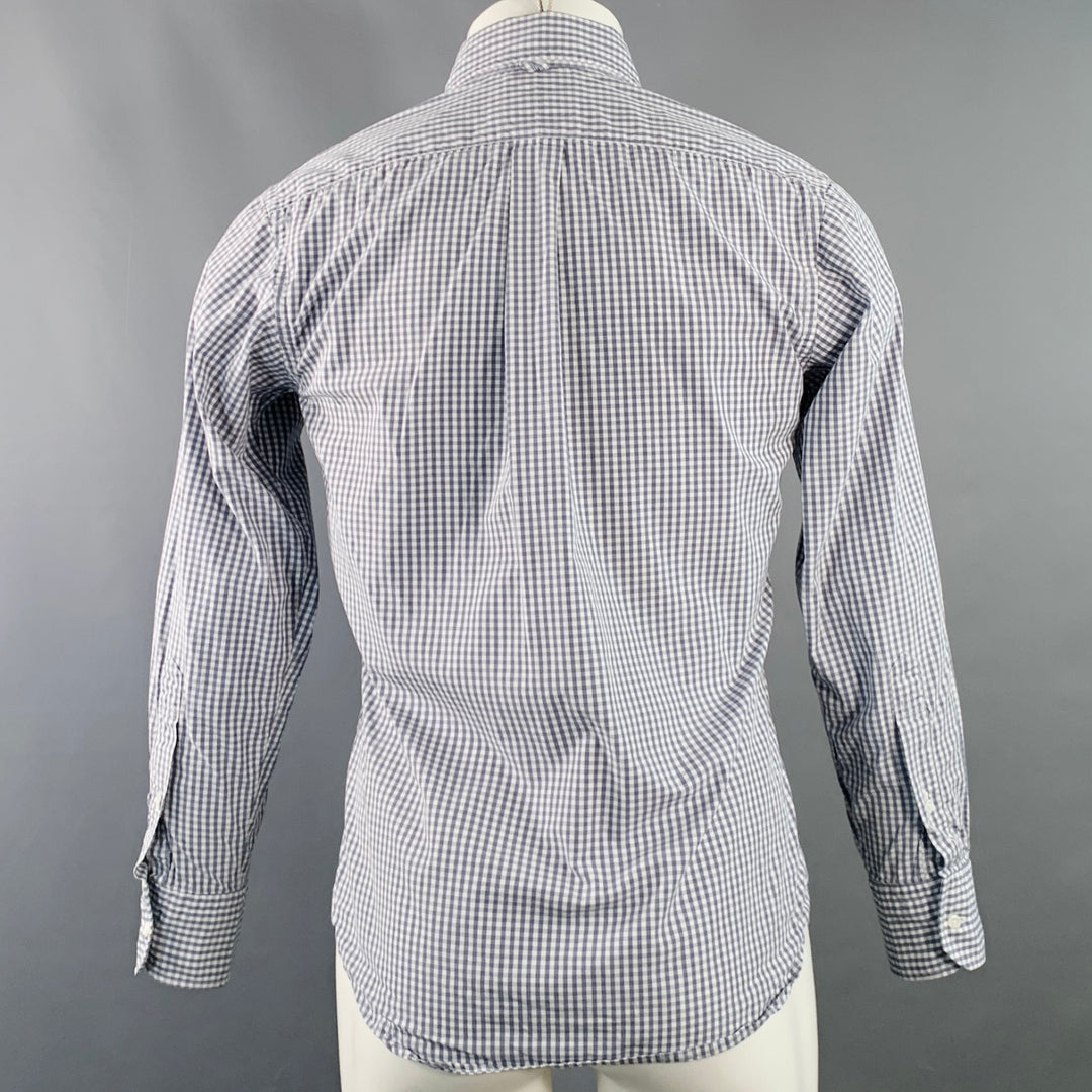 BLACK FLEECE Size S Grey White Gingham Cotton One Pocket Long Sleeve Shirt
