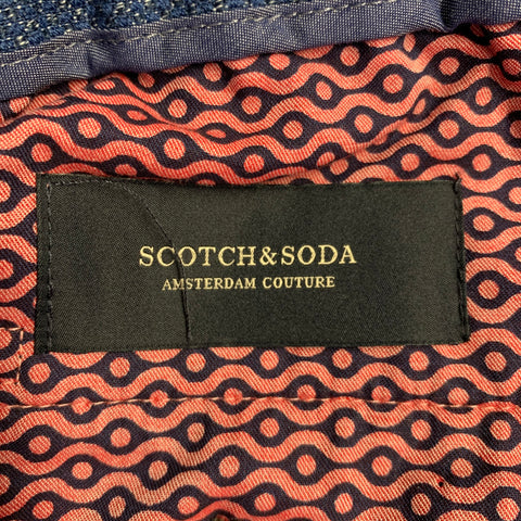 SCOTCH AND SODA Size 32 Blue White Textured Polyester Blend Casual Pants