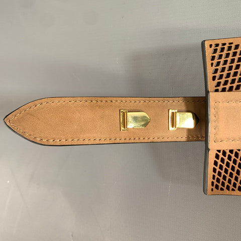 ALAIA Waist Size 25 Black Brown Diamond Leather Belt