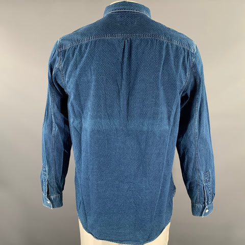 RRL by RALPH LAUREN Size L Navy Indigo Polka Dot Cotton Long Sleeve Shirt