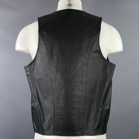 MR. S LEATHER Size S Black Leather Open Front Vest