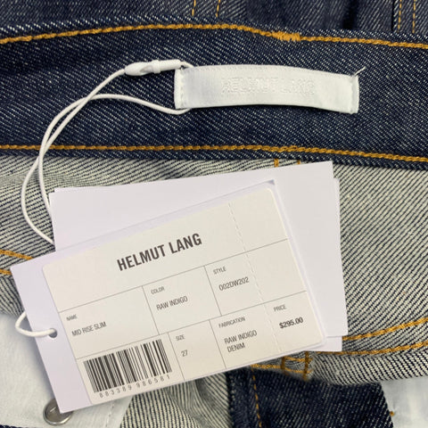 HELMUT LANG Size 27 Mid Rise Slim Indigo Contrast Stitch Cotton Slim Straight Jeans