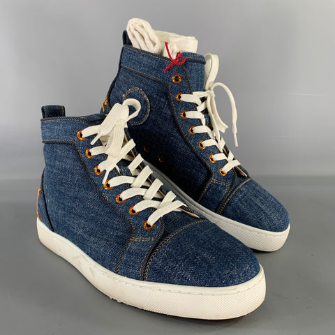 CHRISTIAN LOUBOUTIN Size 9 Navy Solid Canvas High Top Sneakers
