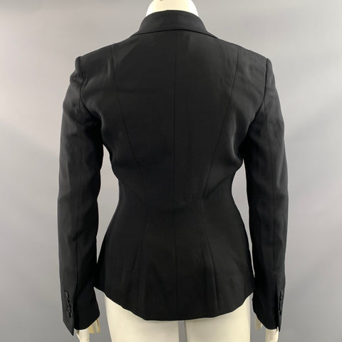 TOM FORD Size 10 Black Viscose Ruffled Peak Lapel Jacket Indoor Blazer
