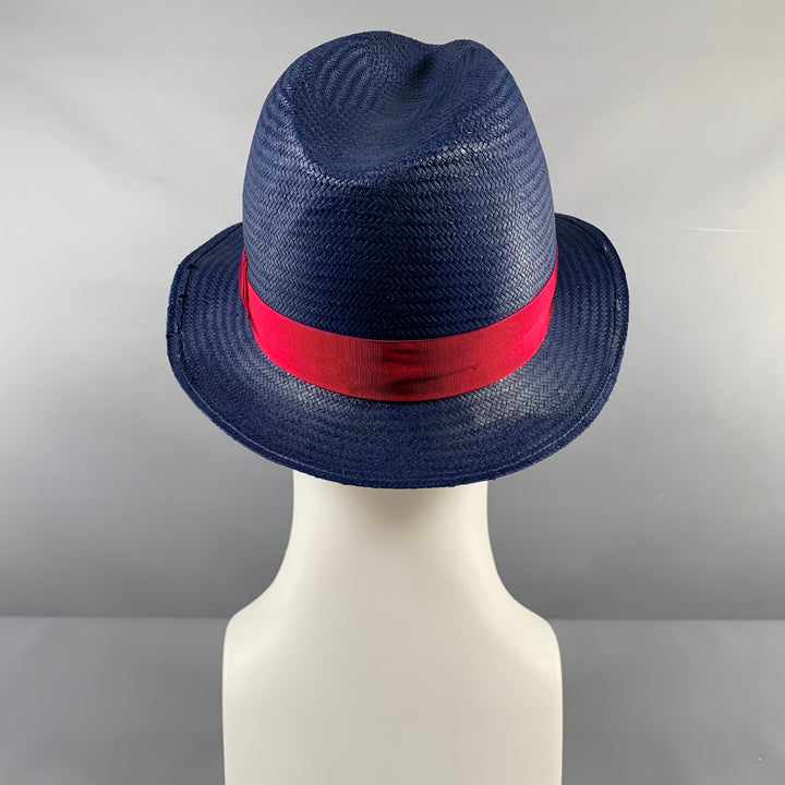 BORSALINO Size L Blue Red Woven Straw Hats