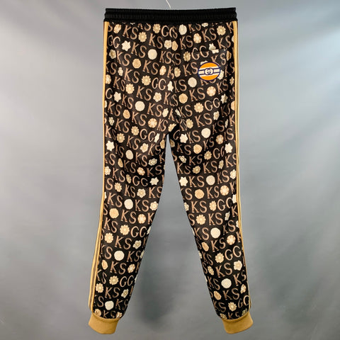 GUCCI x GEORGE KENNETH SCOTT Size S Black Beige Monogram Joggers Casual Pants