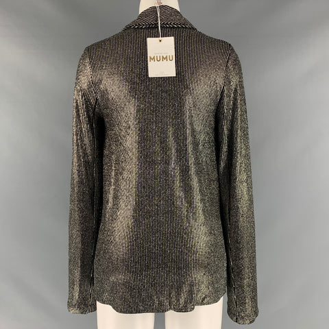 SHOW ME YOUR MUMU Size S Black Silver Nylon Metallic Stripe Cardigan