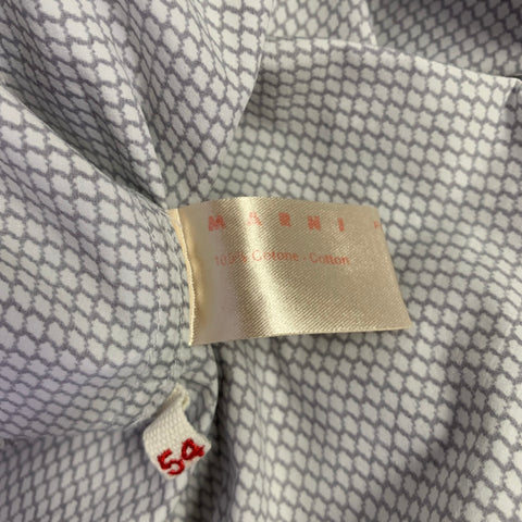MARNI Size XL Grey White Cotton Button Up Long Sleeve Shirt