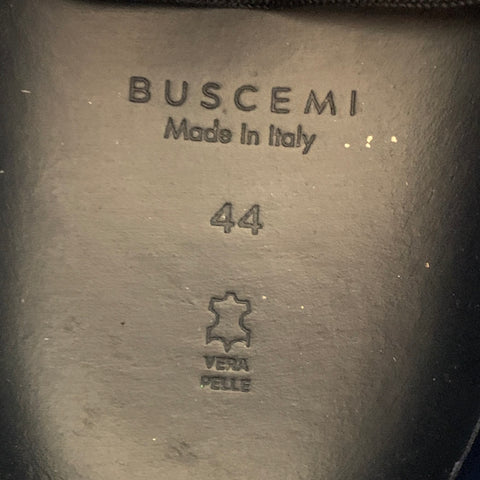 BUSCEMI Size 11 100MM Navy White Two Toned Leather High Top Sneakers