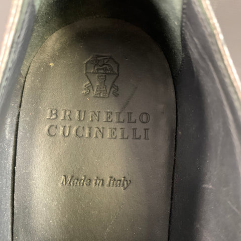 BRUNELLO CUCINELLI Size 10 Silver Leather Beaded Slip On Flats