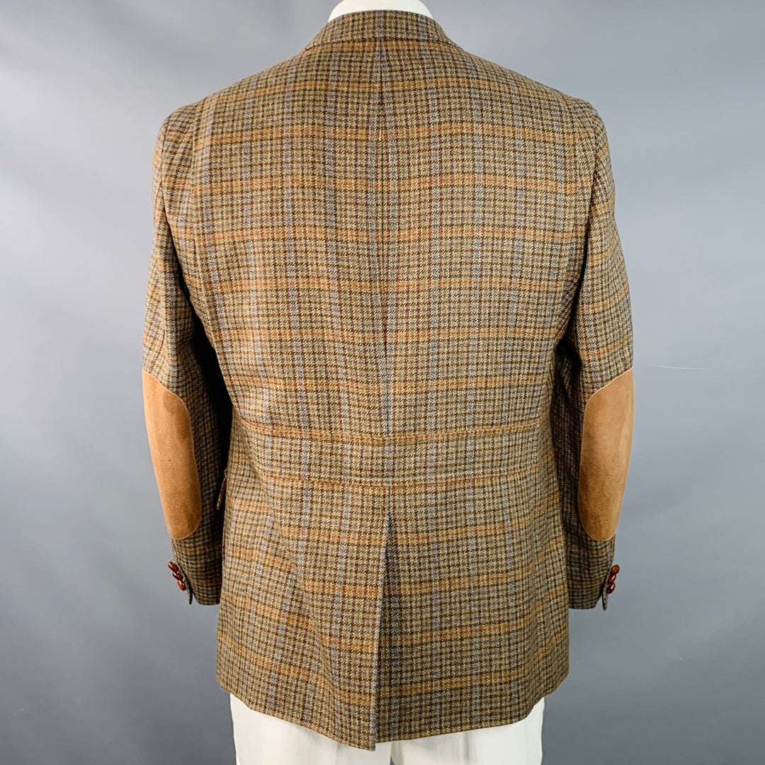 KROON Size 42 Regular Brown Blue Orange Glenplaid Virgin Wool Sport Coat