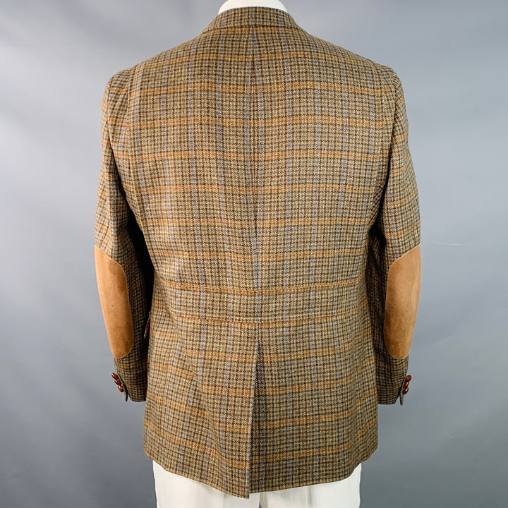 KROON Size 42 Regular Brown Blue Orange Glenplaid Virgin Wool Sport Coat