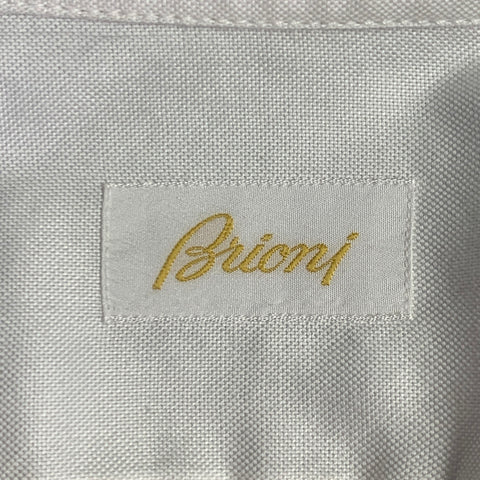 BRIONI Size XL White Cotton Two Pockets Snaps Long Sleeve Shirt