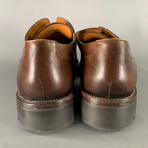 BALLY SCUBER Size 12 Brown Contrast Stitch Leather Derby Lace Up Shoes