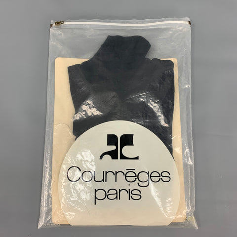 COURREGES Size S Black Nylon Mock Neck Dress Top