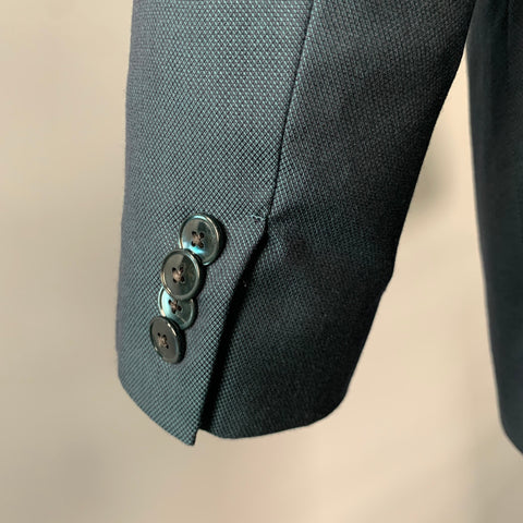 ATELIER Chest Size 42 Blue Teal Woven Wool Notch Lapel 34 29 Suit