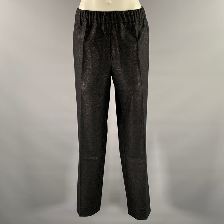 D. EXTERIOR Size 14 Black Glitter Wool Polyester Pants