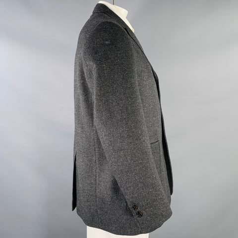 BLACK FLEECE Size 46 Charcoal Camel Hair Notch Lapel Sport Coat