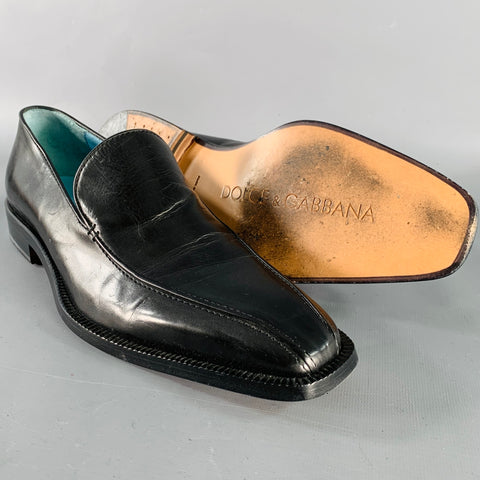 DOLCE & GABBANA Size 8 Black Leather Slip On Loafers