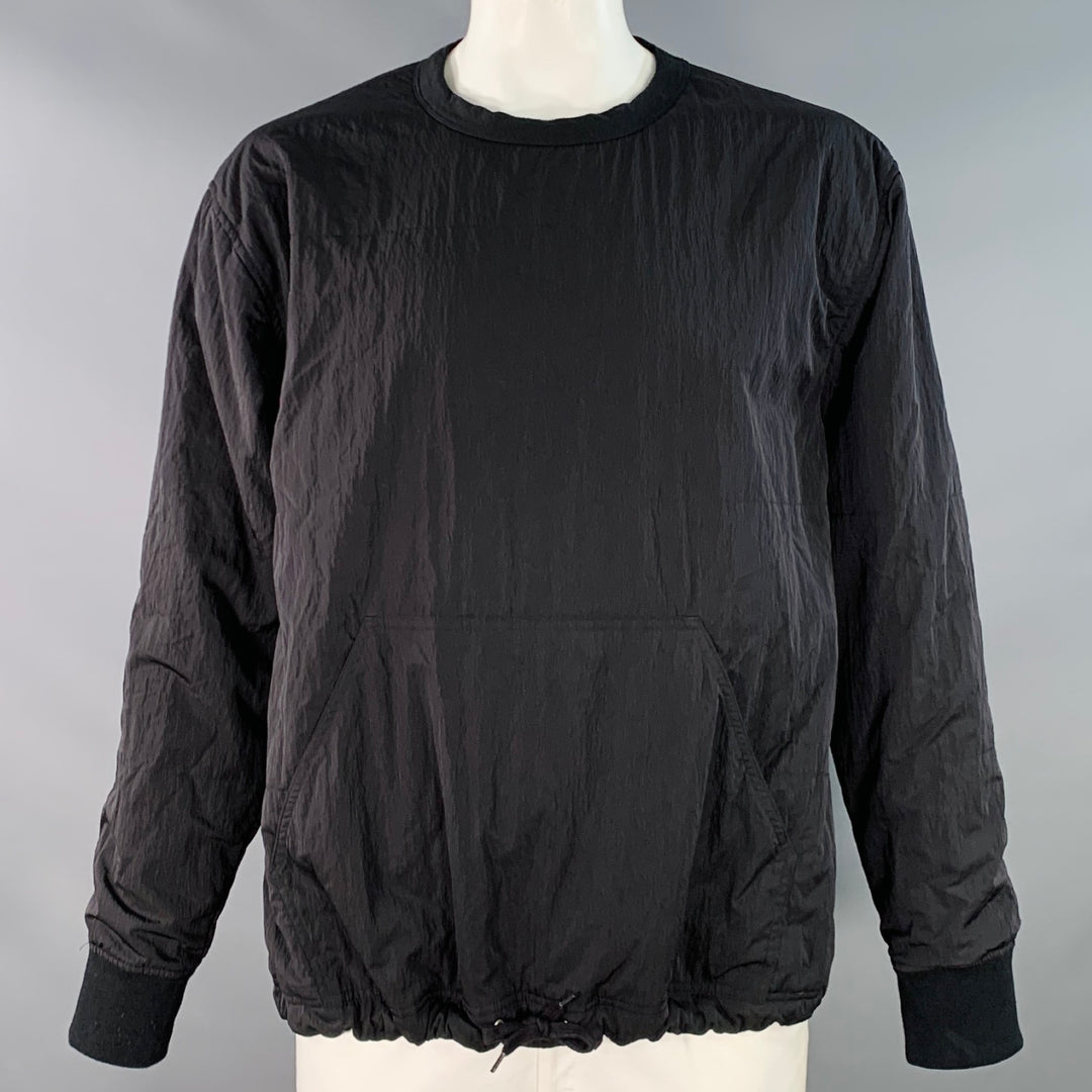 OUR LEGACY AW14 BLACK WAVE Size L Black Polyamide Crew Neck Kangaroo Pocket Sweatshirt