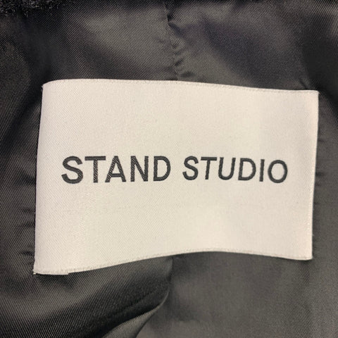 STAND STUDIO Size S Leah Black Polyester Shaggy Oversized Faux Fur Snaps Coat