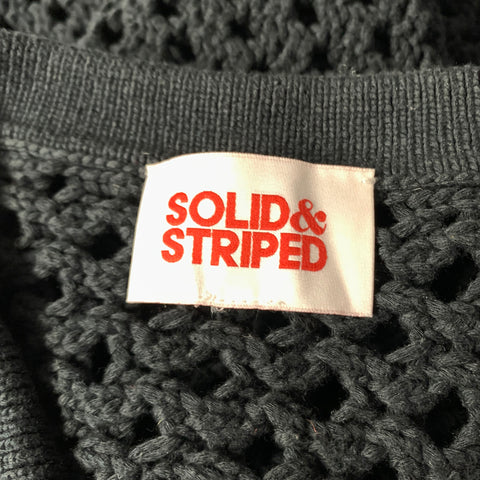 SOLID & STRIPED Size M Black Knitted Cotton Polyester Oversized Polo
