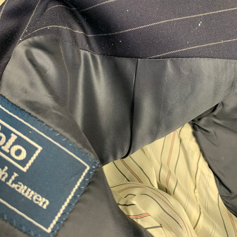 POLO by RALPH LAUREN Size L Regular Navy Grey Pinstripe Virgin Wool Suit