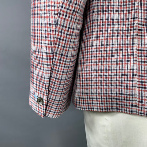 BLACK FLEECE Size 42 Regular Grey Red Black Plaid Sport Coat