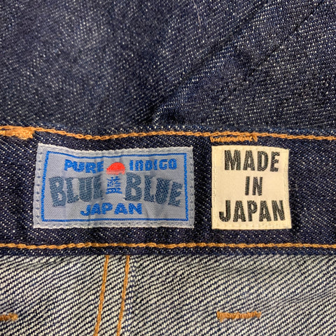 BLUE BLUE JAPAN Size 32 Blue Indigo Contrast Stitch Cotton Straight Selvedge Jeans