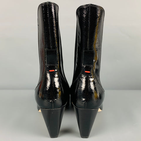 Bottes RICHARD FISCHER pointues en cuir verni noir Taille 44
