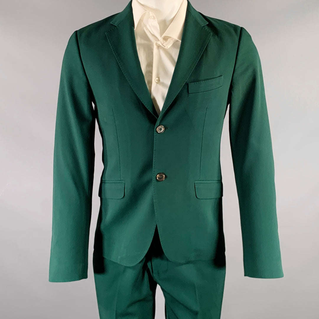 MARNI Size 38 Green Wool Blend Notch Lapel Suit