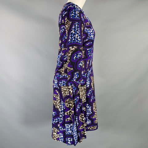 MARNI Taille 4 Robe Manches 3/4 Imprimé Abstrait Polyester Multicolore