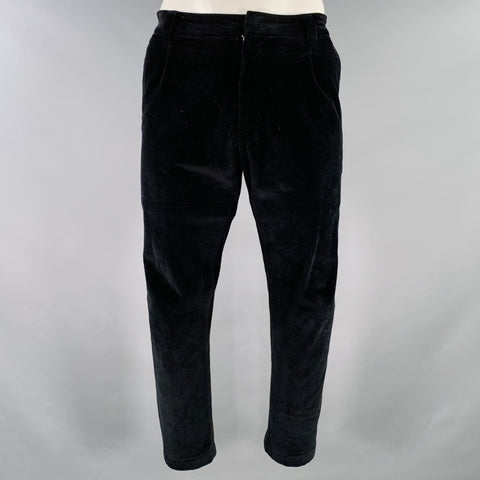 Pantalon décontracté plissé en velours côtelé de coton mélangé noir LOW BRAND taille 36