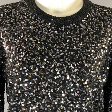 MICHAEL KORS COLLECTION  Size L Black Silver Wool Cashmere Sweater