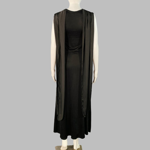 SANDRO Size S Black Viscose Blend Sleeveless Wrap Maxi Dress