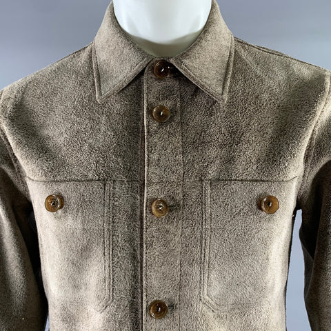 DOLCE & GABBANA Size M Grey Brown Suede Jacket