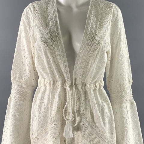 RAMY BROOK Size S White Cotton Leafs Cardigan