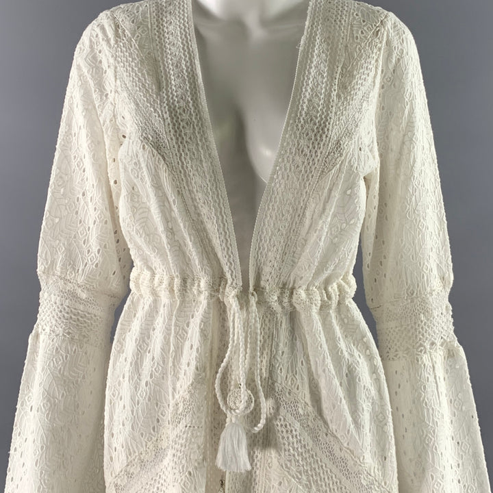 RAMY BROOK Size S White Cotton Leafs Cardigan