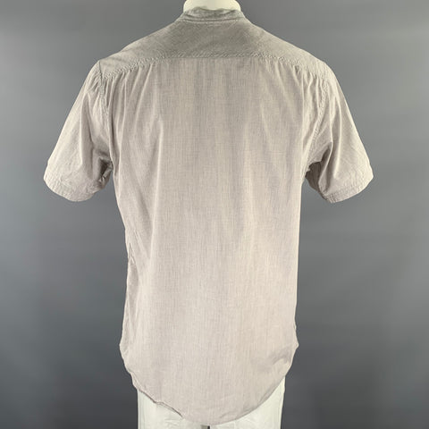 WINGS and HORNS Size XL Grey Heather Cotton Band Collar Short Sleeve Shirt