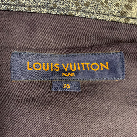 LOUIS VUITTON SS20 Size 36 Virgil Abloh Blue Indigo Monogram Cotton Baggy Distressed Jeans