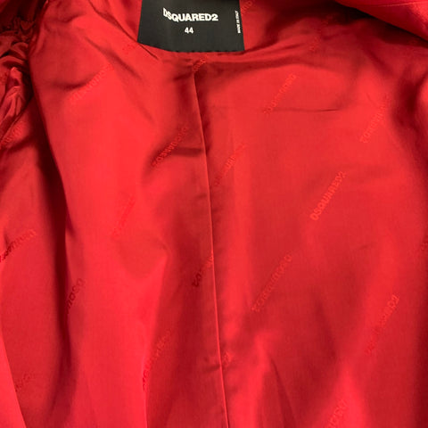 DSQUARED2 Size M Red Wool Blend Double Breasted Peak Lapel Coat