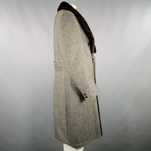 BERGDORF GOODMAN Size 44 Grey Black Tweed Wool Blend Overcoat