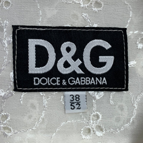 D&G by DOLCE & GABBANA Size L Cream Lace Eyelet Viscose Button Up Long Sleeve Shirt